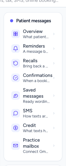 The Communication group in Settings