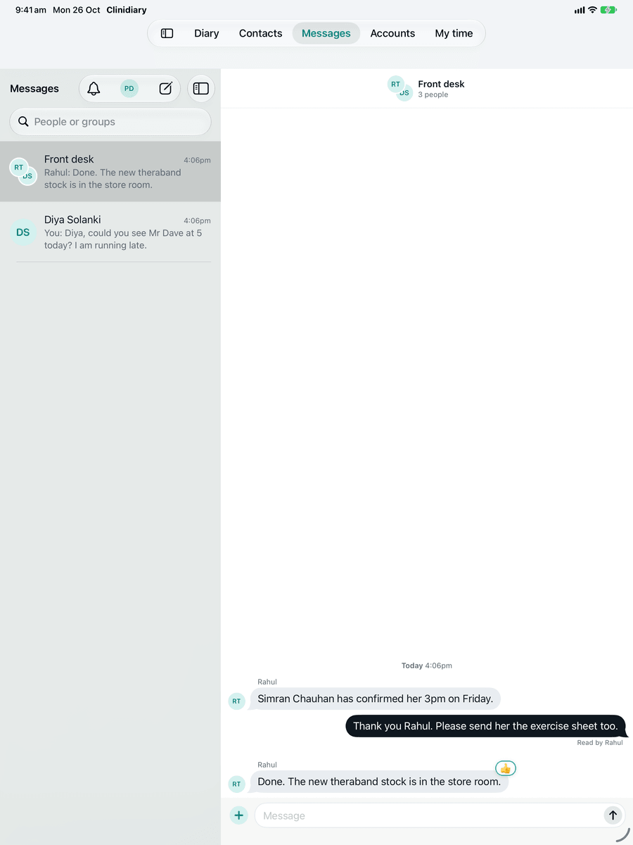 The staff room on an iPad: a group conversation between the team
